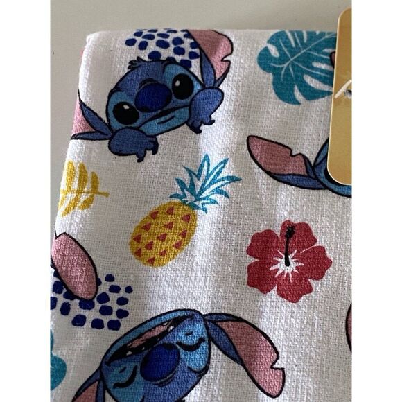 2 Pack Disney Stitch Faces Kitchen Towels Pineapple Hibiscus Tropical 16 X 26” - Picture 7 of 14